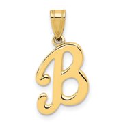 Auriga Fine Jewelry 14K Yellow Gold Script Letter B Initial Pendant for Women (L- 0.60inch, W- 0.46inch)
