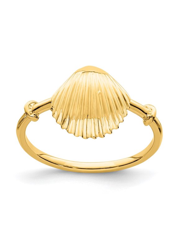 Fine Jewelry 14K Yellow Gold Shell Ring for Women Size 5