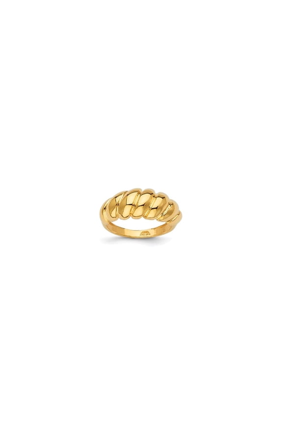 Fine Jewelry 14K Yellow Gold Shrimp Dome Size 5 Ring for Women