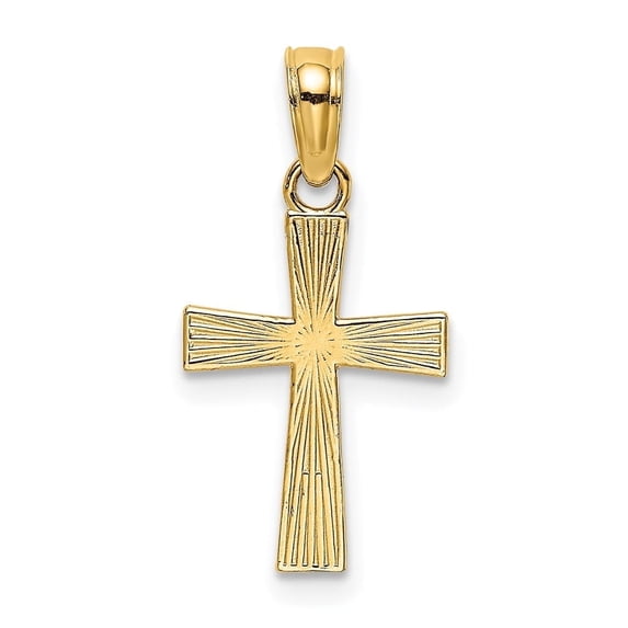 Auriga Fine Jewelry 14K Yellow Gold Textured Cross Charm for Women (L - 18.5 mm)