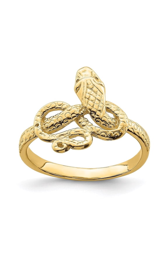 Fine Jewelry 14K Yellow Gold Snake Ring for Women Size-7