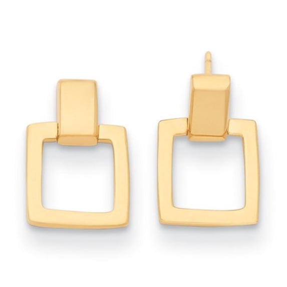 Auriga Fine Jewelry 14K Yellow Gold Square Link Dangle Earrings for Women (L- 0.82 inch, W- 0.57 inch)