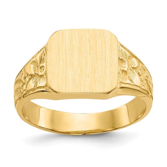 Auriga Fine Jewelry 14K Yellow Gold Square Polished Signet Ring for Women Size 3.5