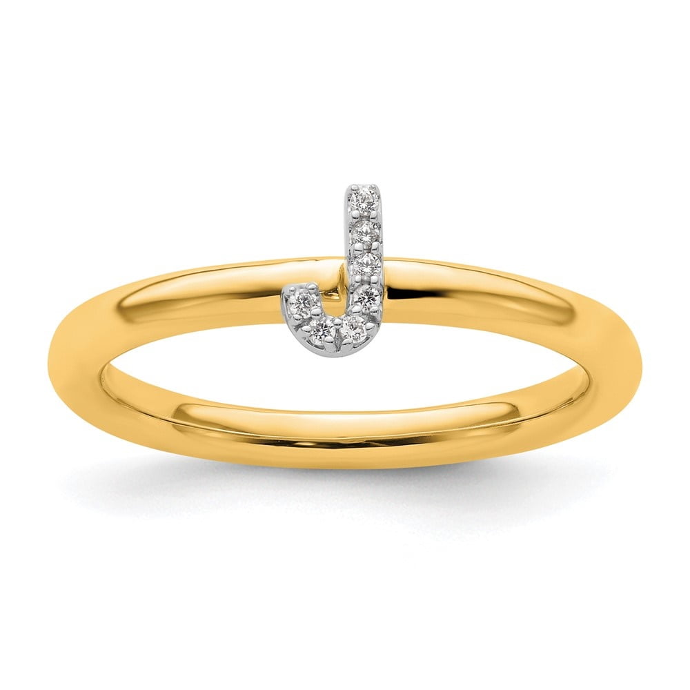Auriga Fine Jewelry 14K Yellow Gold Stackable Diamond Initial J Ring ...