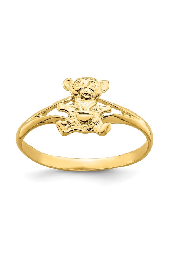 Fine Jewelry 14K Yellow Gold Teddy Bear Ring Size 2