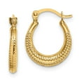 thumbnail image 1 of Auriga Fine Jewelry 14K Yellow Gold Textured Hoop Earrings for Women (L-15.35mm), 1 of 3