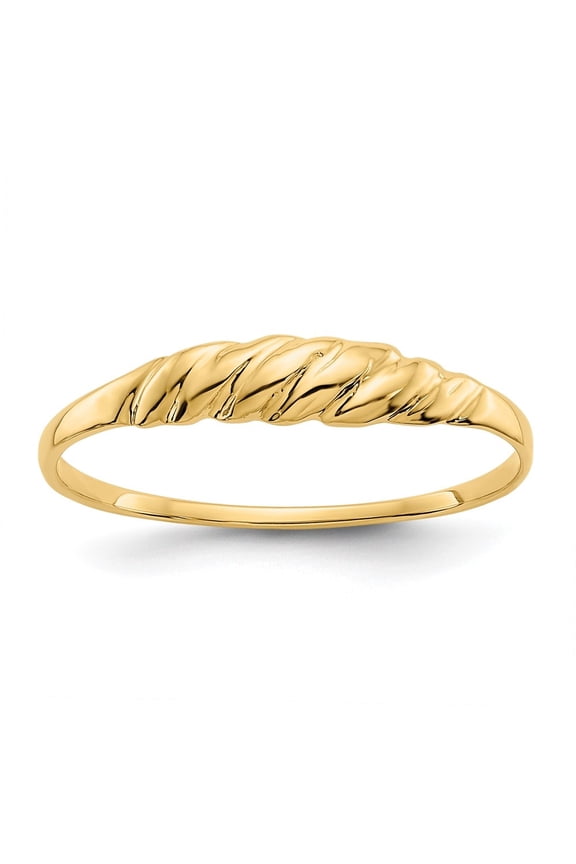 Fine Jewelry 14K Yellow Gold Textured Ridged Dome Ring for Women Size 6.5