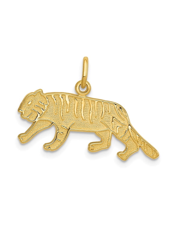 Fine Jewelry 14K Yellow Gold Tiger Charm Pendant for Women (L-19 mm,W-25 mm)