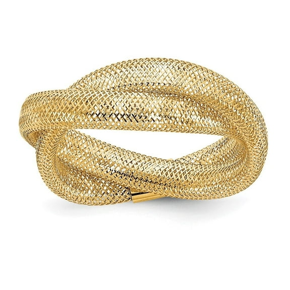 Auriga Fine Jewelry 14K Yellow Gold Twisted Woven Mesh Stretch Ring for Women Size 7