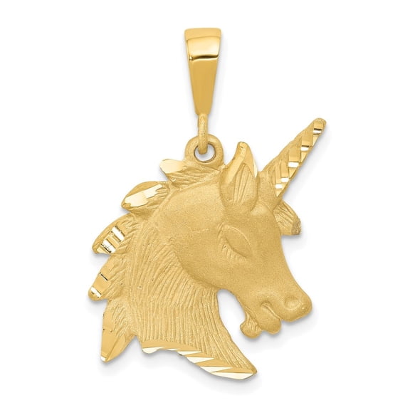 Auriga Fine Jewelry 14K Yellow Gold Unicorn Head Charm for Women (L-30 mm,W-19 mm)