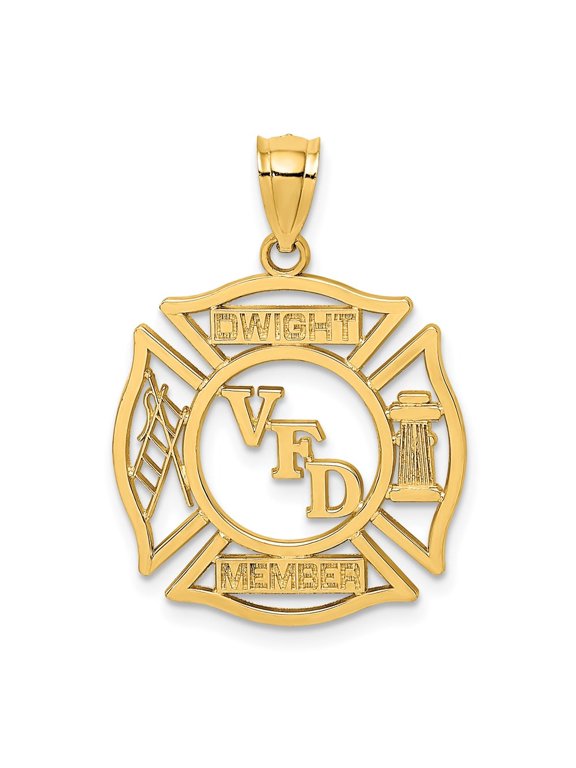 Fine Jewelry 14K Yellow Gold VFD DWIGHT MEMBER In Shield Charm for Women (L - 20.8 mm, W - 20.8 mm)