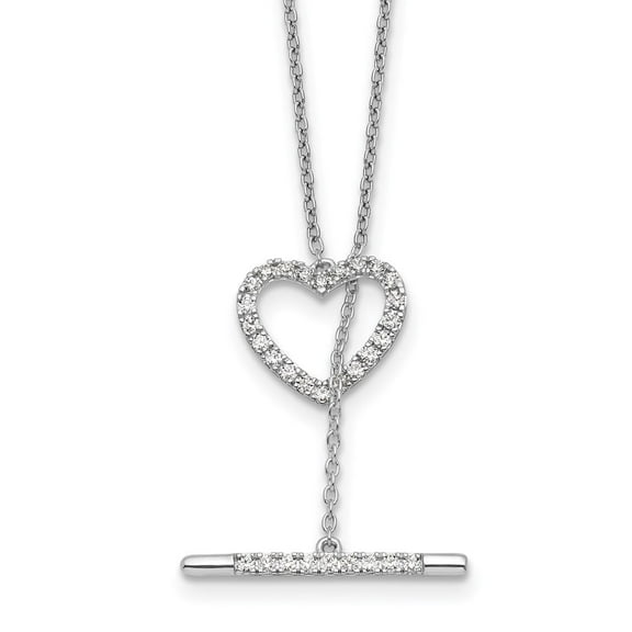 Auriga Fine Jewelry 14K Yellow Gold White Gold Lab Grown Diamond Heart Toggle Necklace 20" for Women