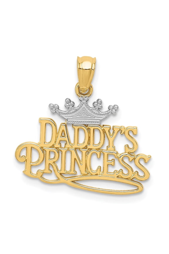 Fine Jewelry 14K Yellow Gold and Rhodium DADDYS PRINCESS Pendant for Women