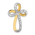 thumbnail image 1 of Auriga Fine Jewelry 14K Yellow Gold w/Rhodium Diamond-Cut Twisted Cross Charm (L - 26 mm, W - 17 mm), 1 of 6