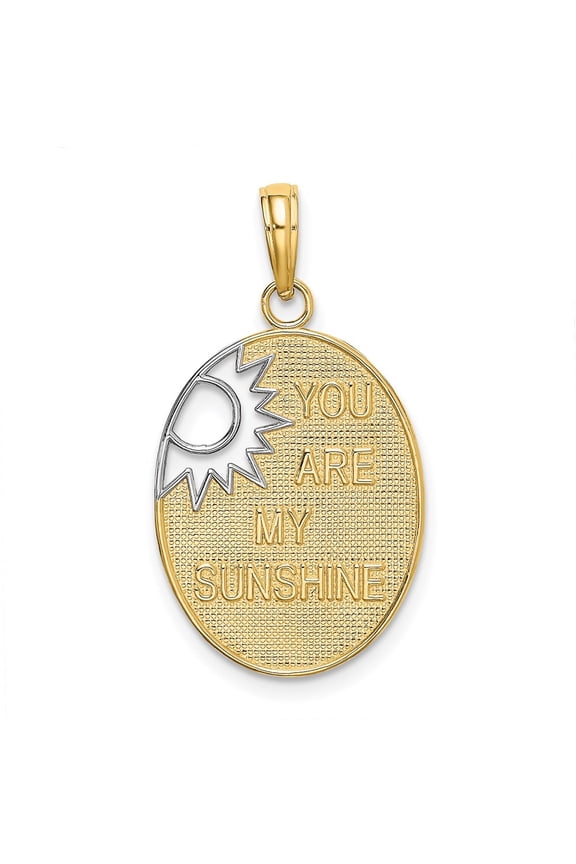 Fine Jewelry 14K Yellow Gold w/Rhodium YOU ARE MY SUNSHINE Cut-out Sun Charm (L-25.7 mm, W-15.4 mm)