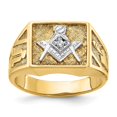 thumbnail image 1 of Auriga Fine Jewelry 14K Yellow Gold with White Rhodium Men's Textured Diamond Blue Lodge Master Masonic Ring Size 10 (Clarity: I1, Color: GH), 1 of 6