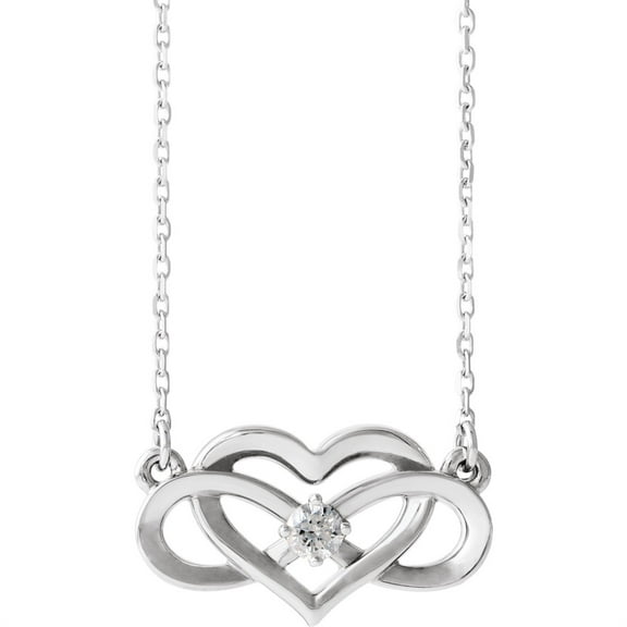 Auriga Fine Jewelry 14k White Gold 1/10 CTW Natural Diamond Infinity-Inspired Heart 16-18" Necklace Valentine's Day Gift for Women