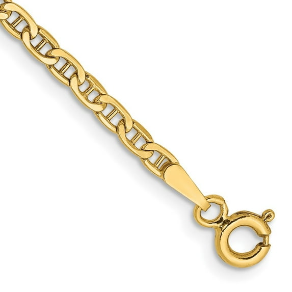 Auriga Fine Jewelry 14k Yellow Gold 2.40mm Anchor Chain Bracelet for Women 8"