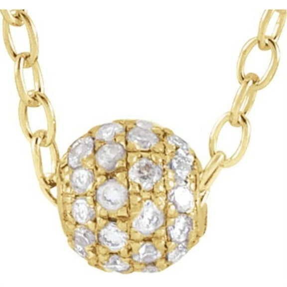 Auriga Fine Jewelry 14k Yellow Gold 3 mm 1/8 CTW Natural Diamond Ball 16-18" Necklace for Women