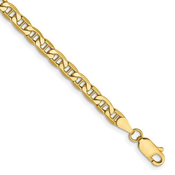 Auriga Fine Jewelry 14k Yellow Gold 4mm Semi-Solid Anchor Chain Bracelet for Women 7"