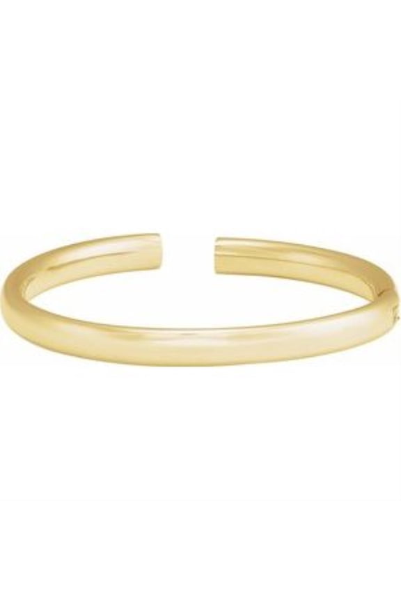 Fine Jewelry 14k Yellow Gold 6 mm Hinged Cuff Bracelet for Women 7"