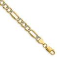 thumbnail image 1 of Auriga Fine Jewelry 14k Yellow Gold 7" Men's 6.5mm Semi-solid with Rhodium, Figaro Chain Bracelet, 1 of 3