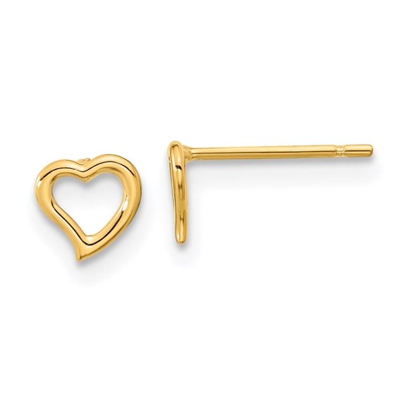 Auriga Fine Jewelry 14k Yellow Gold Double Heart Stud Earrings (L- 5mm, W- 6mm) for Women