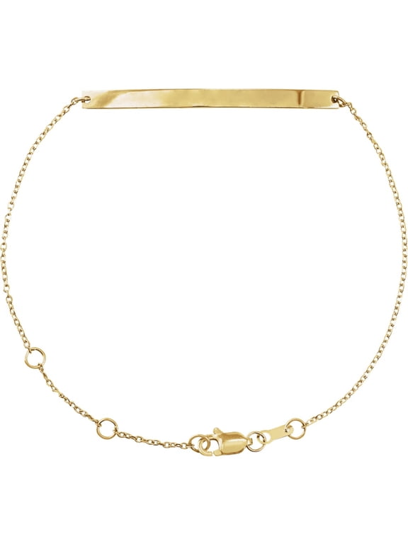 Fine Jewelry 14k Yellow Gold Engravable Skinny Bar Bracelet for Women 7"