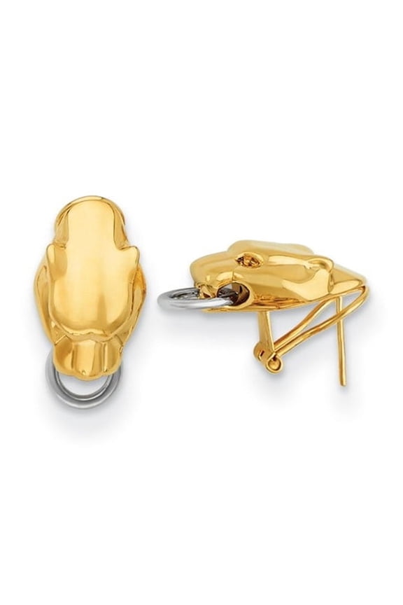 Mother's Day Gift 18K Two-Tone Gold Panther Head Omega Back Drop Earrings for Women