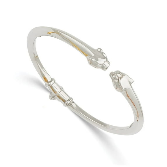 Auriga Fine Jewelry 18K White Gold Polished Panther Hinged Cuff Bracelet for Women