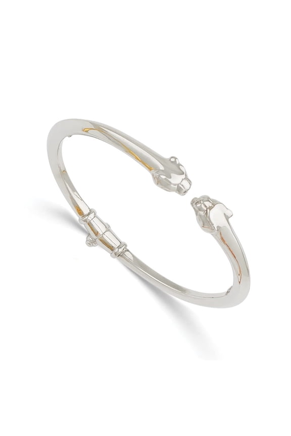Fine Jewelry 18K White Gold Polished Panther Hinged Cuff Bracelet for Women