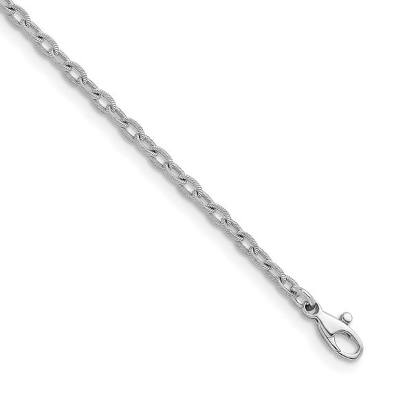 Auriga Fine Jewelry 18K White Gold Textured 2.8 mm Solid Cable Chain Necklace for Women 24"