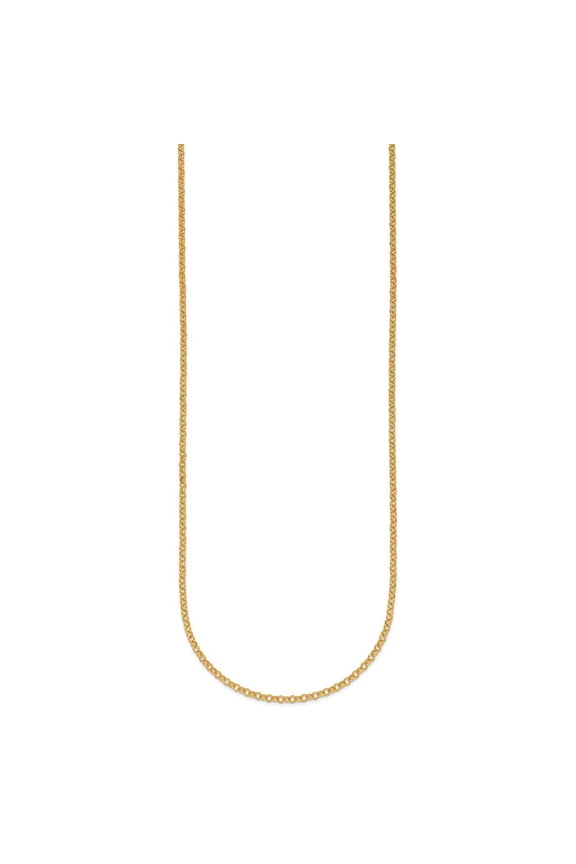 Fine Jewelry 22K Yellow Gold Polished 2.1 mm Solid Rolo Chain Necklace for Women 16"