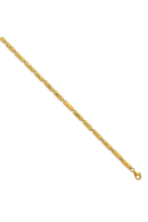 Fine Jewelry 24K Yellow Gold Diamond-cut 4 mm Bamboo Chain Necklace w/ Ext. for Women 18K"