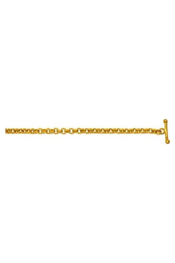 Fine Jewelry 24K Yellow Gold Polished 3 mm Solid Rolo Chain Necklace for Women 24"
