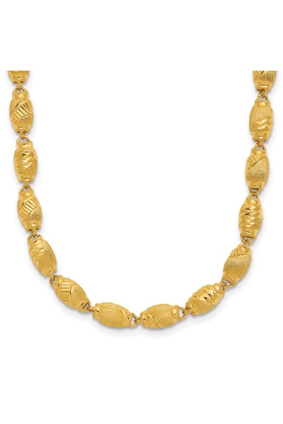 Fine Jewelry 24K Yellow Gold Polished and Diamond-cut 4.5 mm Beaded Necklace for Women 18"