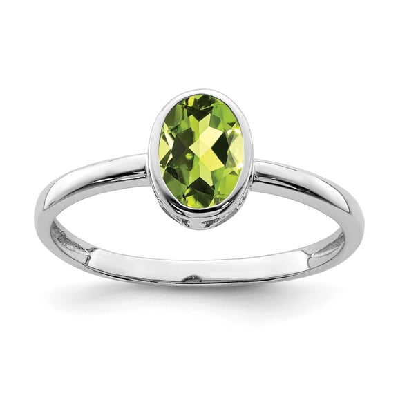 Auriga Fine Jewelry 925 Sterling Silver 0.85ct Round Cut Peridot Engagement Ring Size 7 for Women