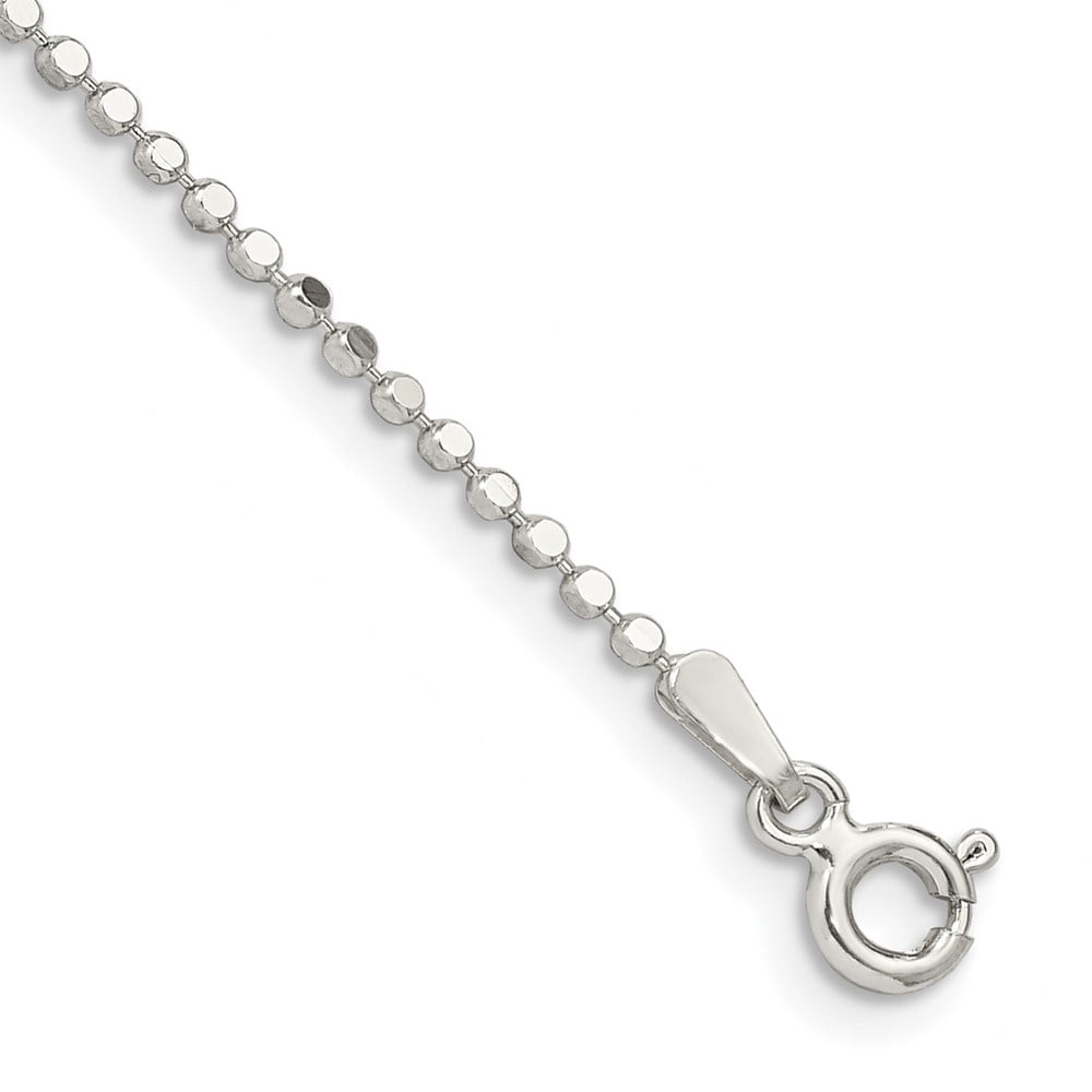 Auriga Fine Jewelry 925 Sterling Silver 1.15mm Square Fancy Beaded Anklet 9inch for Women