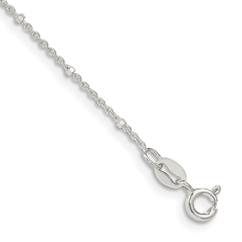Auriga Fine Jewelry 925 Sterling Silver 1.25mm Rolo With Beads Anklet 10inch for Women