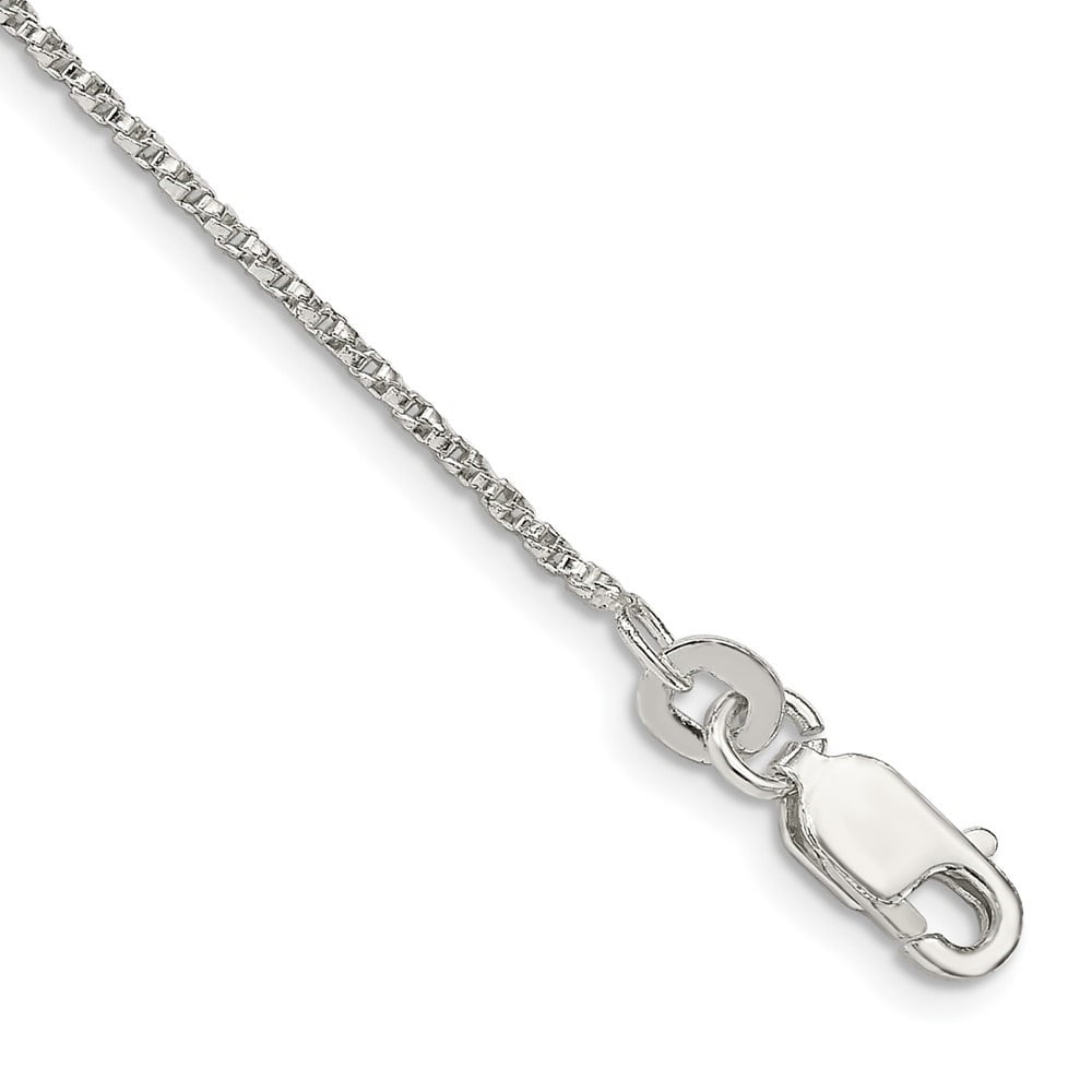 Auriga Fine Jewelry 925 Sterling Silver 1.25mm Twisted Box Anklet 9inch for Women