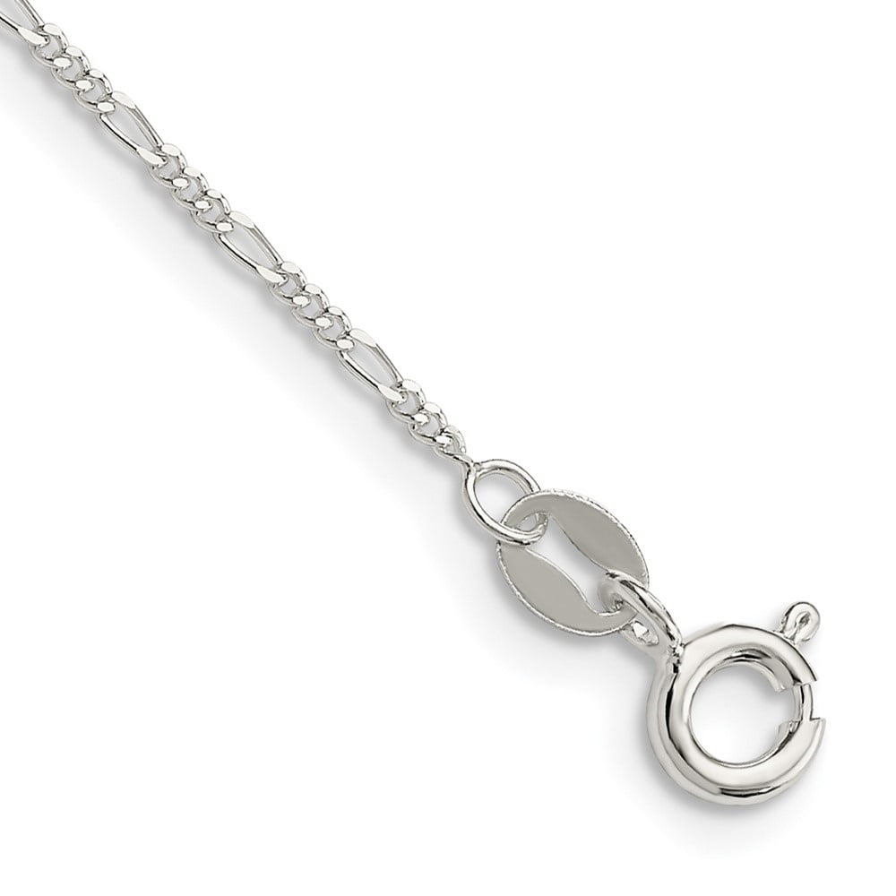 Auriga Fine Jewelry 925 Sterling Silver 1.2mm Figaro Chain Anklet 10inch for Women