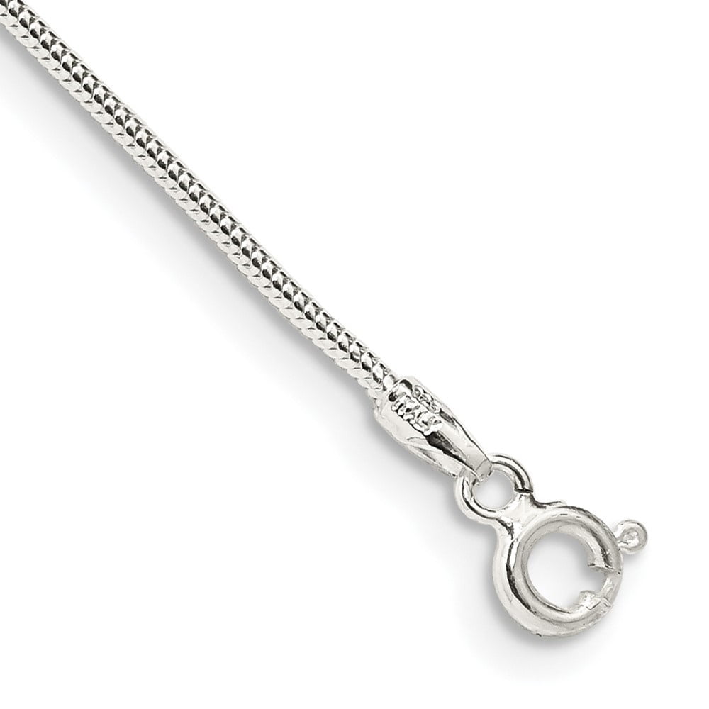 Auriga Fine Jewelry 925 Sterling Silver 1.2mm Round Snake Chain Anklet 9inch for Women