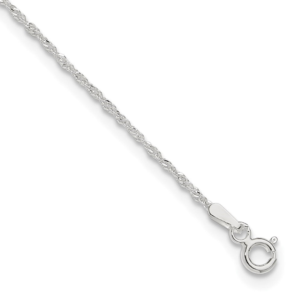 Auriga Fine Jewelry 925 Sterling Silver 1.3mm Singapore Anklet 9inch for Women