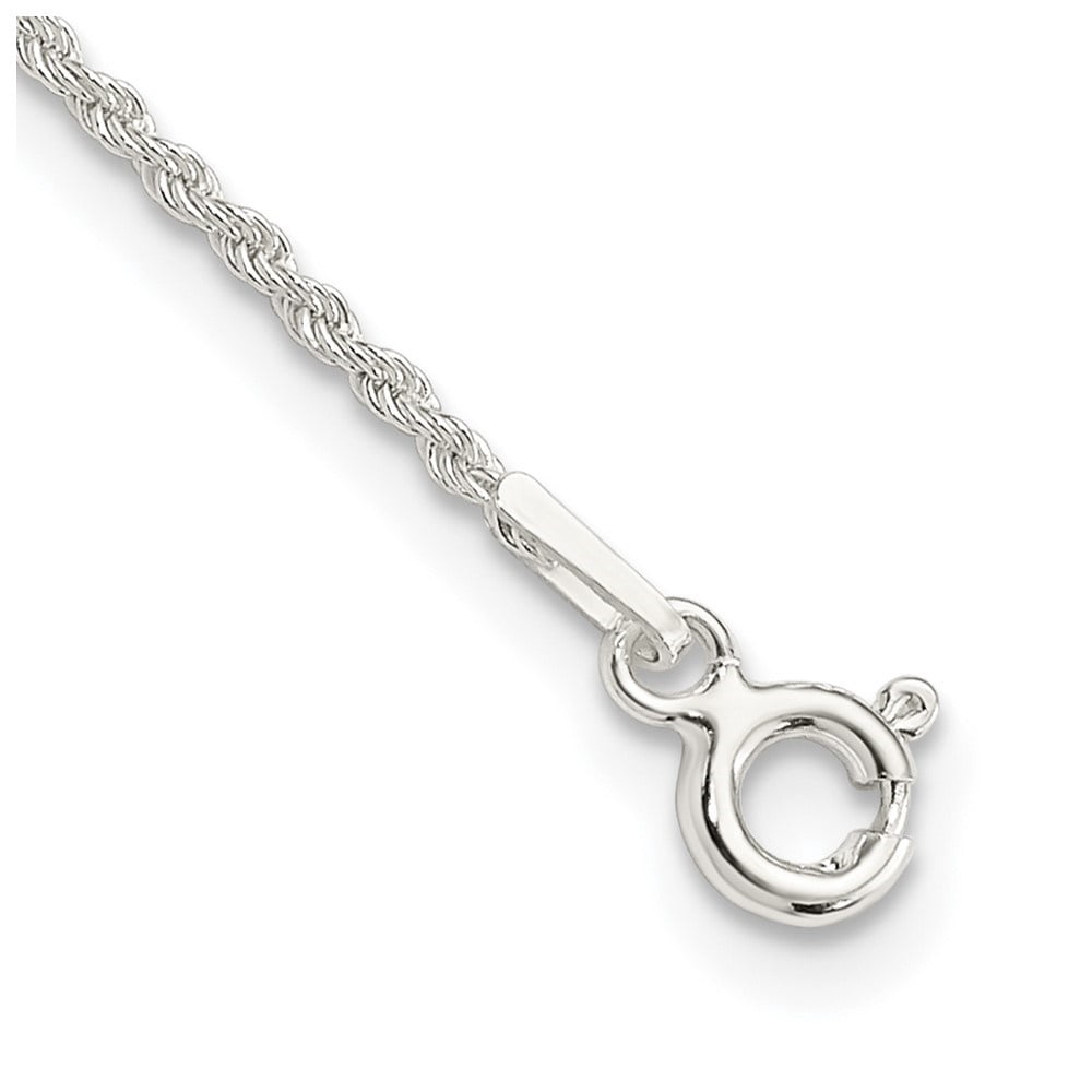Auriga Fine Jewelry 925 Sterling Silver 1.3mm Solid Rope Chain Anklet 10inch for Women