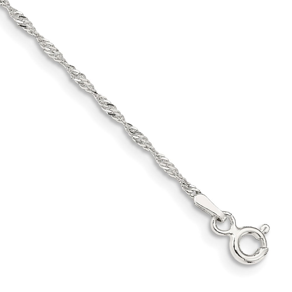 Auriga Fine Jewelry 925 Sterling Silver 1.4mm Singapore Chain Anklet 9inch for Women