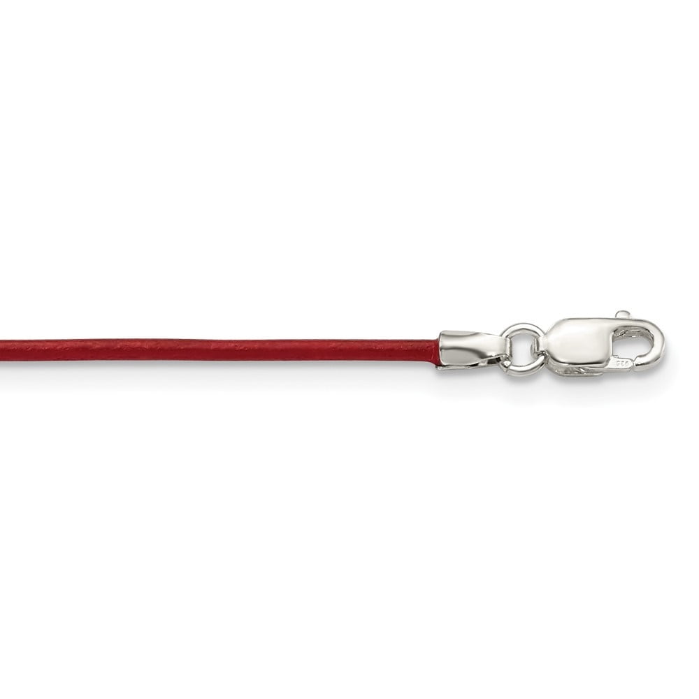 Auriga Fine Jewelry 925 Sterling Silver 1.5 mm Poppy Leather Cord Necklace for Women 18"