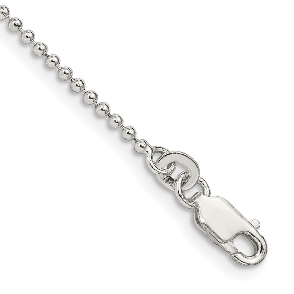 Auriga Fine Jewelry 925 Sterling Silver 1.5mm Beaded Chain Anklet 10inch for Women