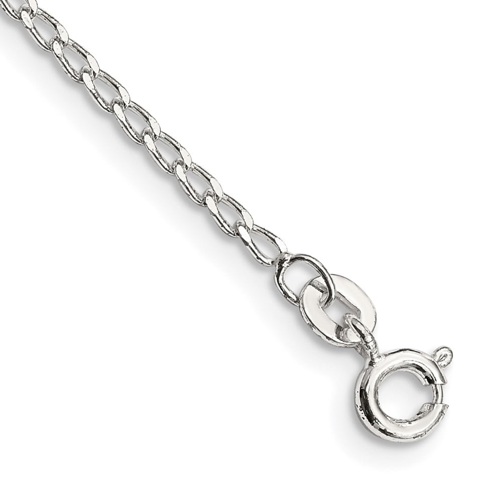 Auriga Fine Jewelry 925 Sterling Silver 1.5mm Open Elongated Link Anklet 9inch for Women