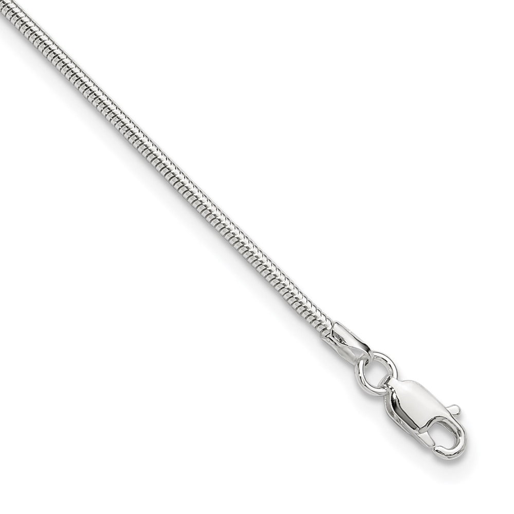 Auriga Fine Jewelry 925 Sterling Silver 1.5mm Round Snake Anklet 9inch for Women