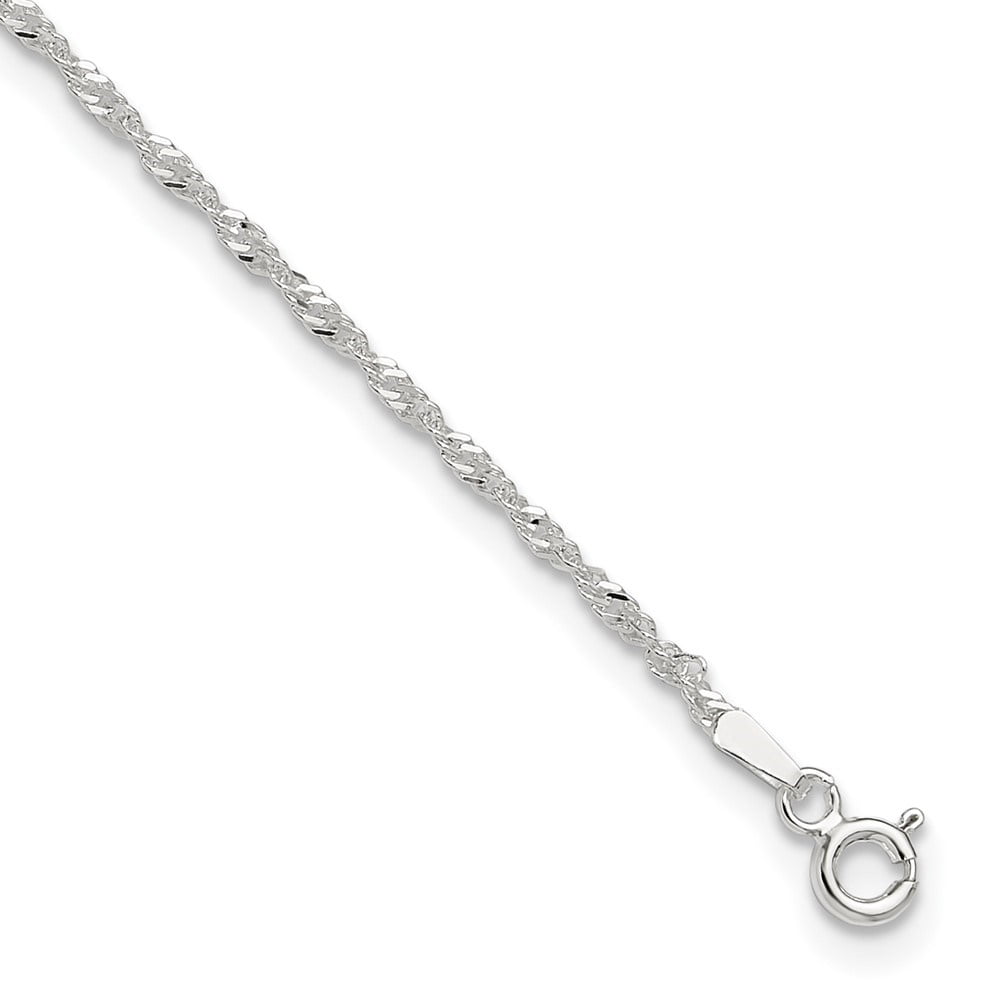 Auriga Fine Jewelry 925 Sterling Silver 1.5mm Singapore 10inch Plus 1inch ext. Anklet for Women